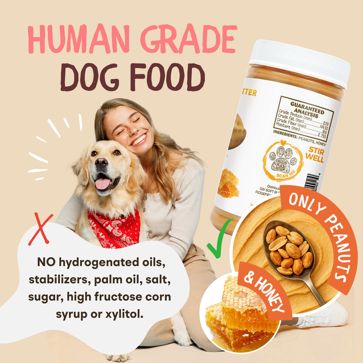 Dog Peanut Butter Squeeze Pouches, 10 Pack