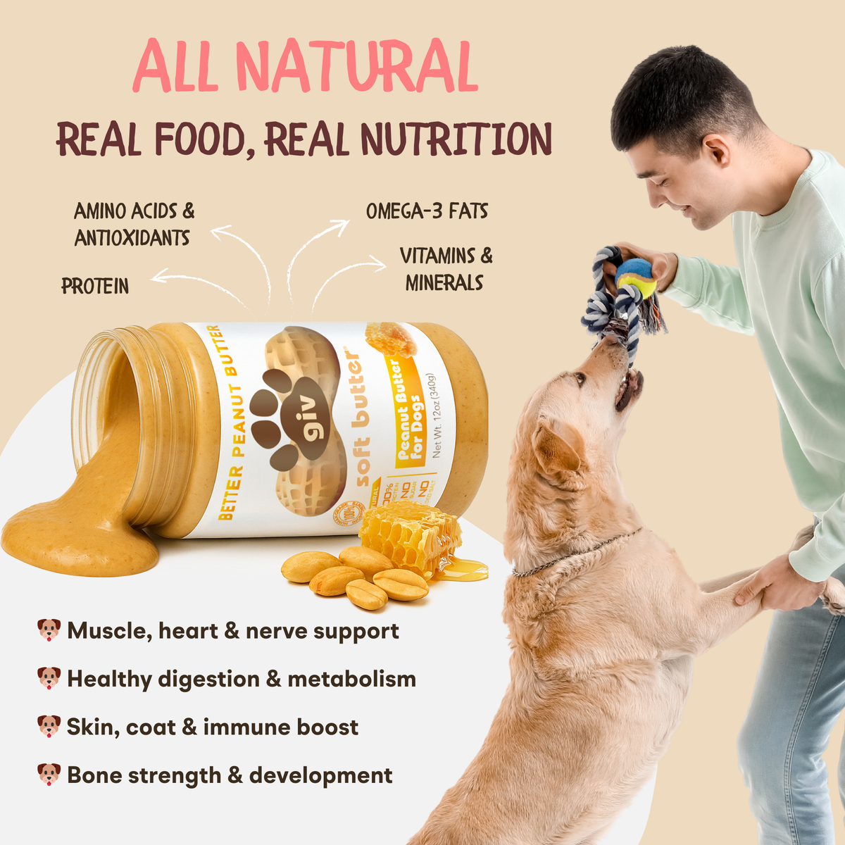 Dog Peanut Butter Squeeze Pouches, 10 Pack