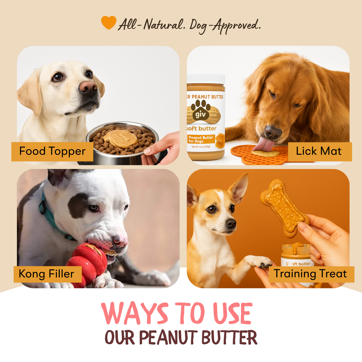 Dog Peanut Butter Squeeze Pouches, 10 Pack