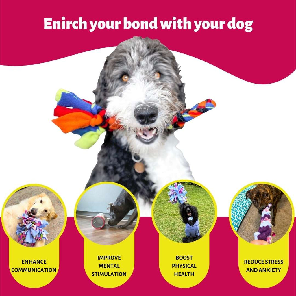 3-in-1 Enrichment Tube for Dogs: Tug Toy, Treat Puzzle and Snuffle Ball