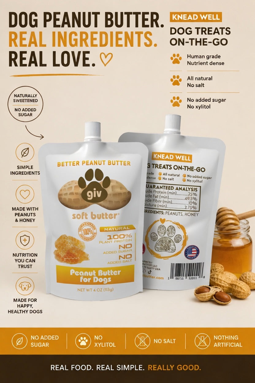 Dog Peanut Butter Squeeze Pouches, 10 Pack