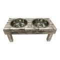Elevated Double Bowl Feeder, White Wash