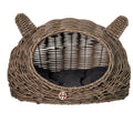 Wicker Cat Ears House with Cushion