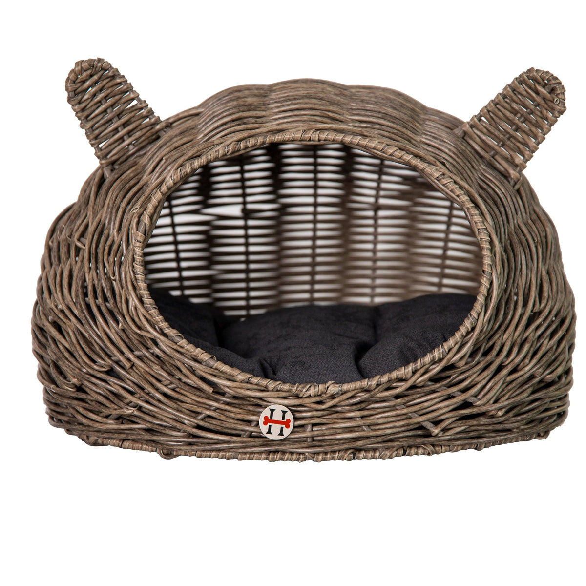 Wicker Cat Ears House with Cushion