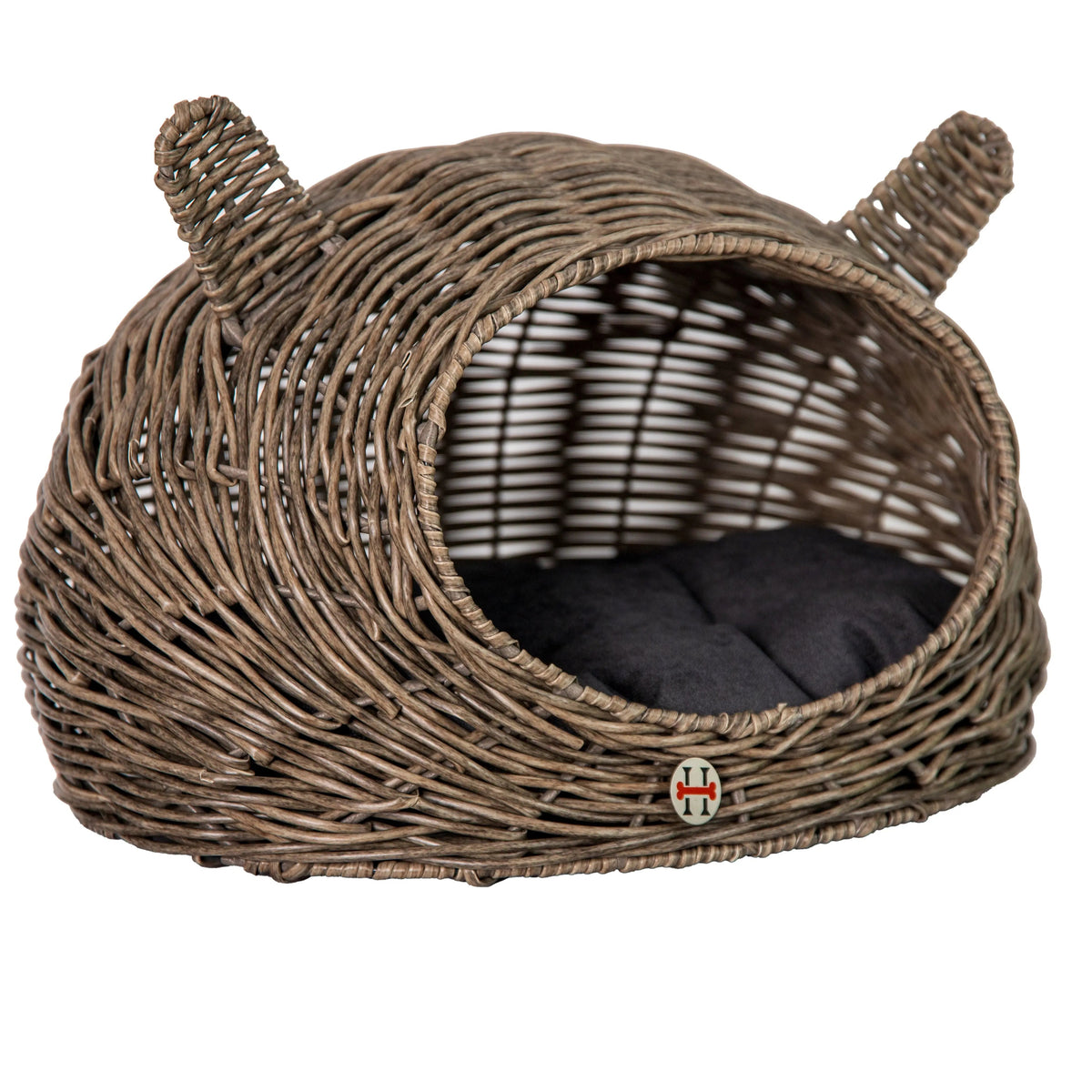Wicker Cat Ears House with Cushion