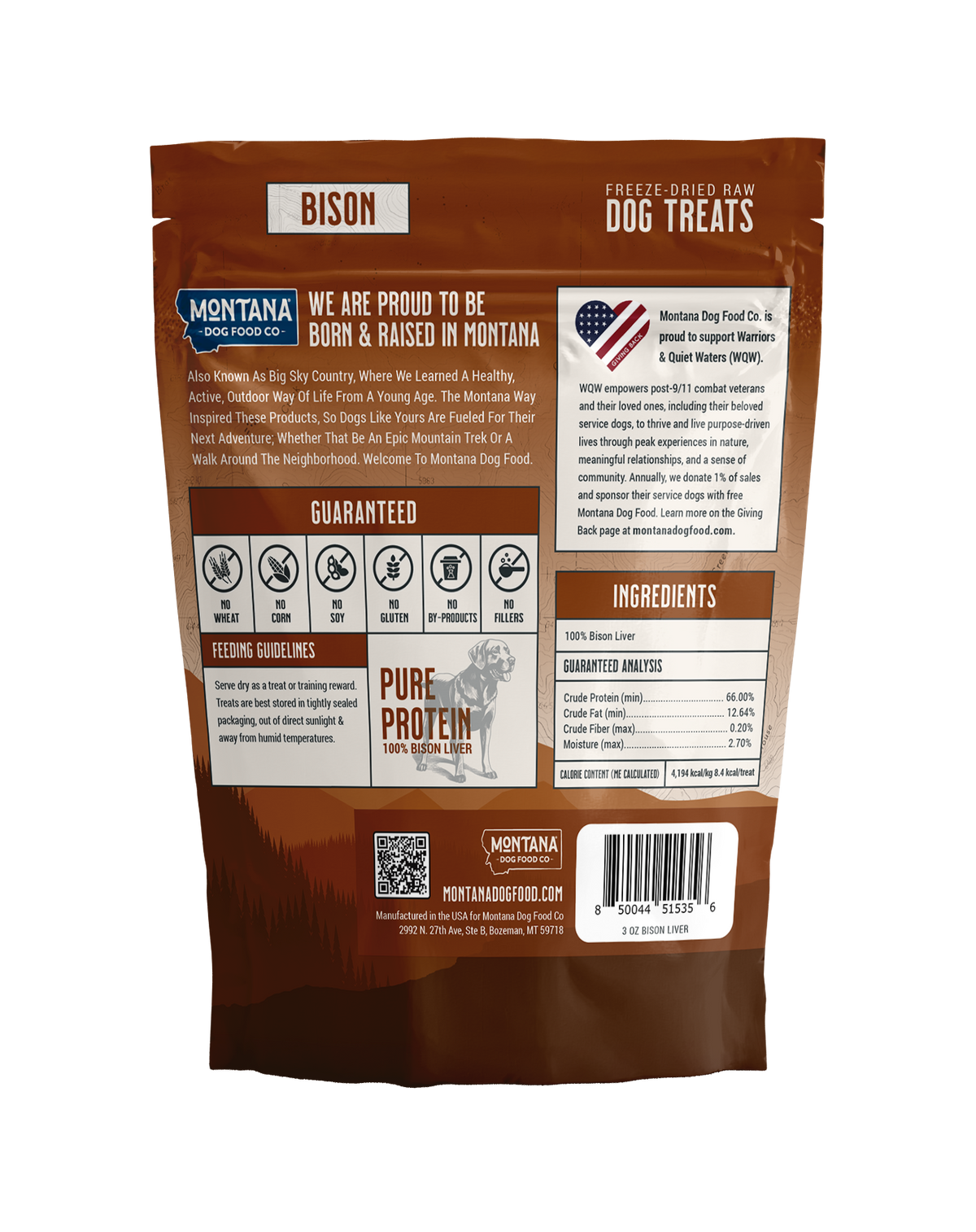 Freeze-Dried Bison Liver Dog Treats, 3 oz