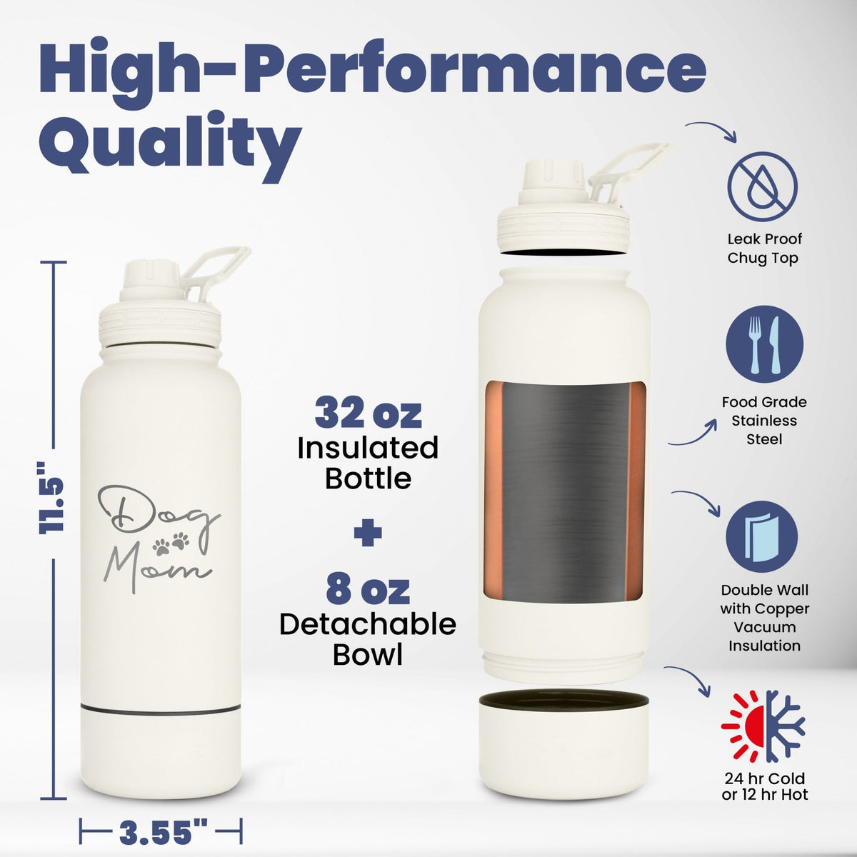 Dog + Human Water Bottle with Detachable Bowl