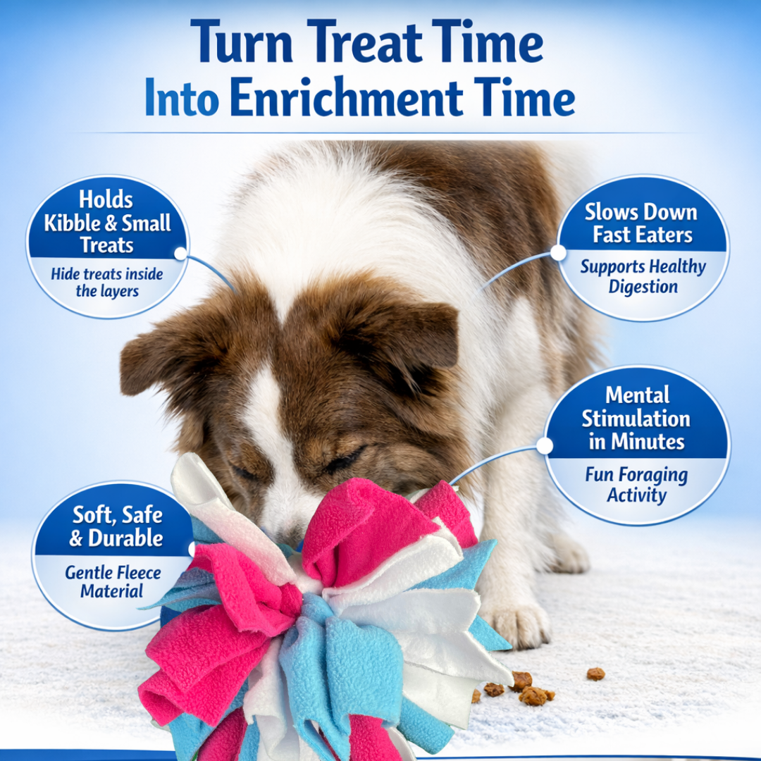 3-in-1 Enrichment Tube for Dogs: Tug Toy, Treat Puzzle and Snuffle Ball